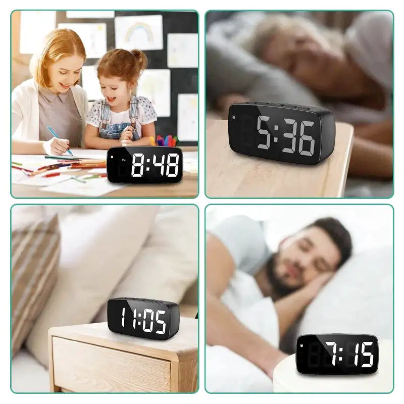 Réveil numérique noir arrondi avec écran LED blanc -  - reveil-digital-a-pile - ["digital","num\u00e9rique","petit reveil","r\u00e9veil digital","simple"]