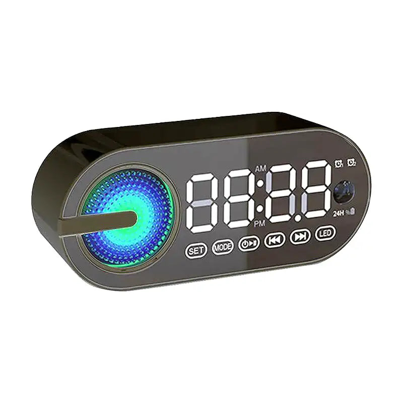 Réveil numérique noir avec affichage LED coloré -  - reveil-connecte-radio - ["digital","lumineux","moderne","petit reveil","plastique","r\u00e9veil digital","simple"]