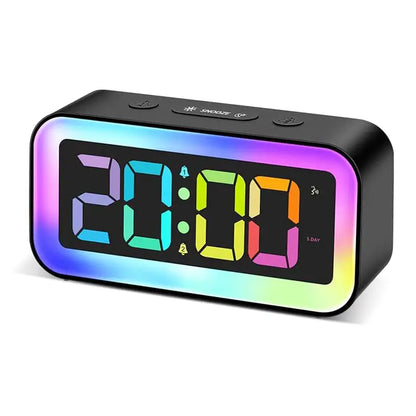 Réveil numérique noir avec affichage LED multicolore -  - reveil-veilleuse-lumineuse - ["ado","Jour Nuit","veilleuse"]