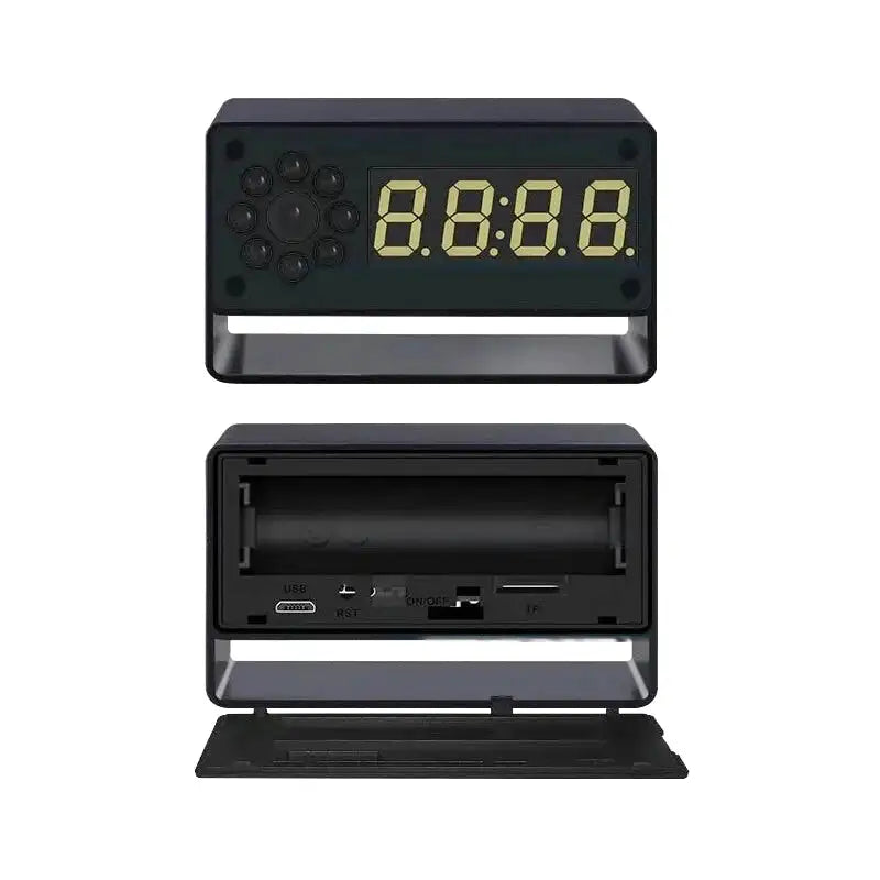 Réveil numérique noir avec caméra discrète intégrée -  - reveil-camera-espion-full-hd - ["camera espion","connect\u00e9","num\u00e9rique","r\u00e9veil digital","simple"]