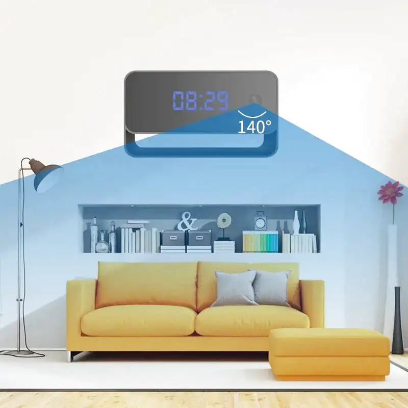 Réveil numérique noir brillant avec caméra intégrée -  - reveil-camera-espion-avec-vision-nocturne - ["camera espion","connect\u00e9","num\u00e9rique","r\u00e9veil digital","simple"]