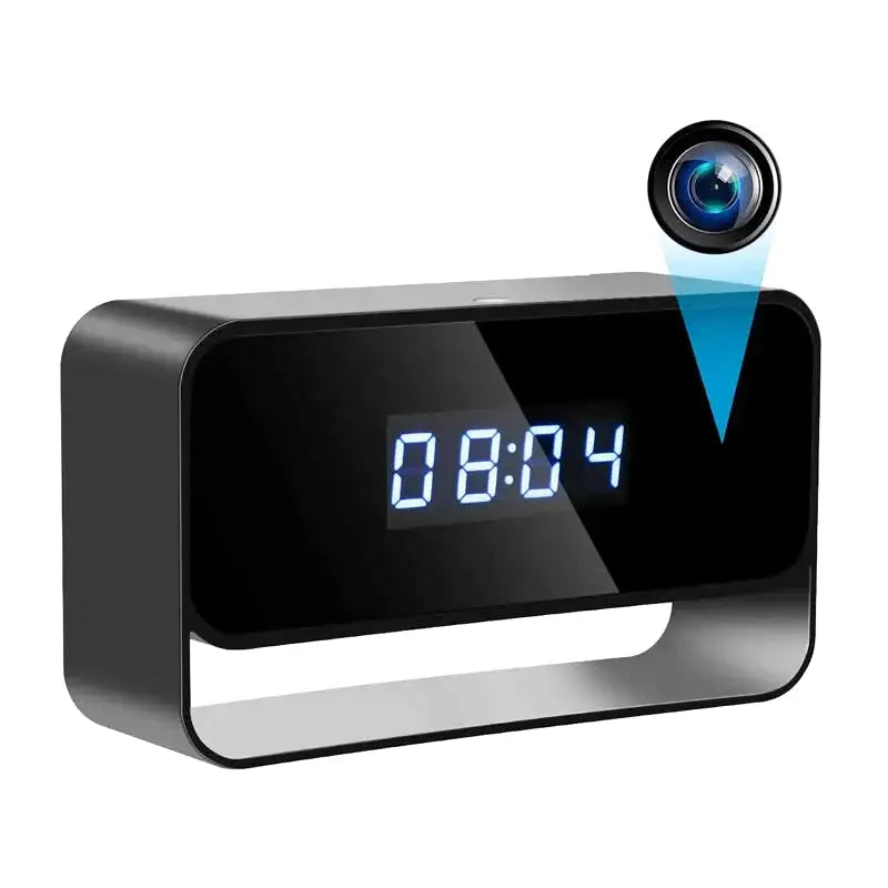Réveil numérique noir brillant avec caméra intégrée -  - reveil-camera-espion-avec-vision-nocturne - ["camera espion","connect\u00e9","num\u00e9rique","r\u00e9veil digital","simple"]