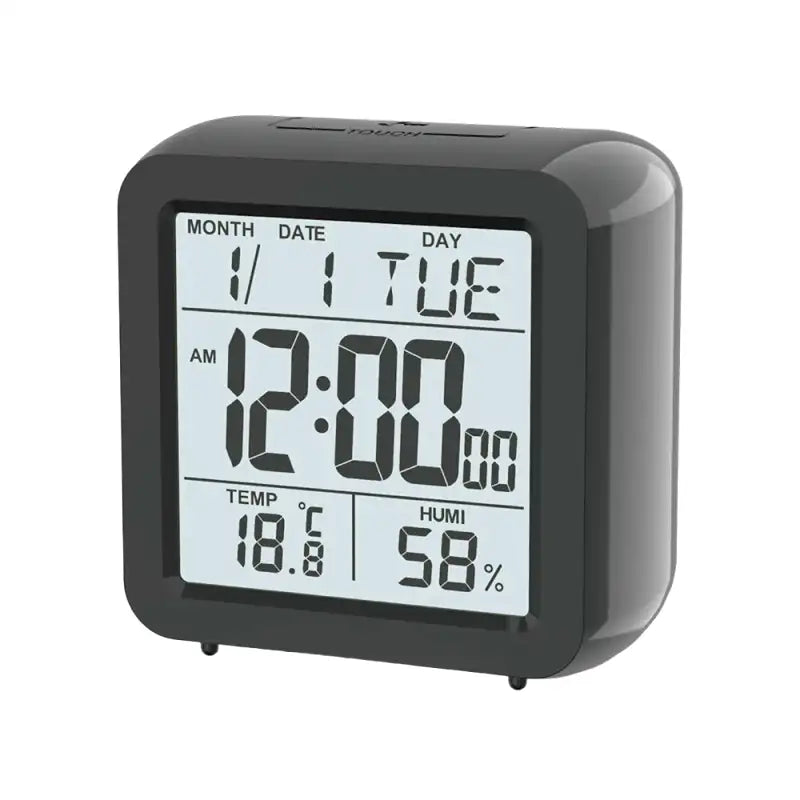 Réveil numérique noir mat avec écran LCD multifonction -  - reveil-de-voyage-affichage-permanent - ["num\u00e9rique","petit","petit reveil","plastique","r\u00e9veil digital","simple"]