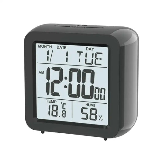 Réveil numérique noir mat avec écran LCD multifonction -  - reveil-de-voyage-affichage-permanent - ["num\u00e9rique","petit","petit reveil","plastique","r\u00e9veil digital","simple"]