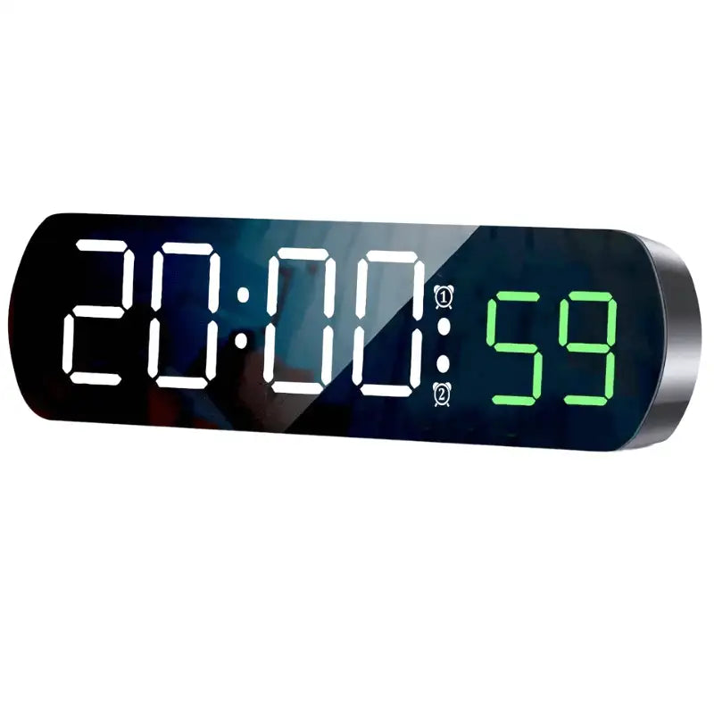 Réveil numérique ovale à affichage bicolore lumineux -  - reveil-a-gros-chiffres-lumineux - ["connect\u00e9","digital","lumineux","num\u00e9rique","petit reveil","radio reveil connect\u00e9","Radio R\u00e9veil Lumineux","r\u00e9veil connect\u00e9","r\u00e9veil digital","simple"]