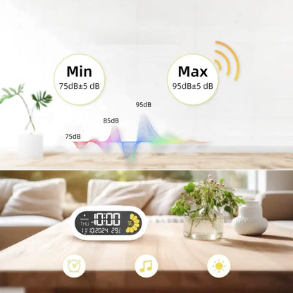 Réveil numérique ovale blanc avec fleur décorative -  - reveil-numerique-design - []