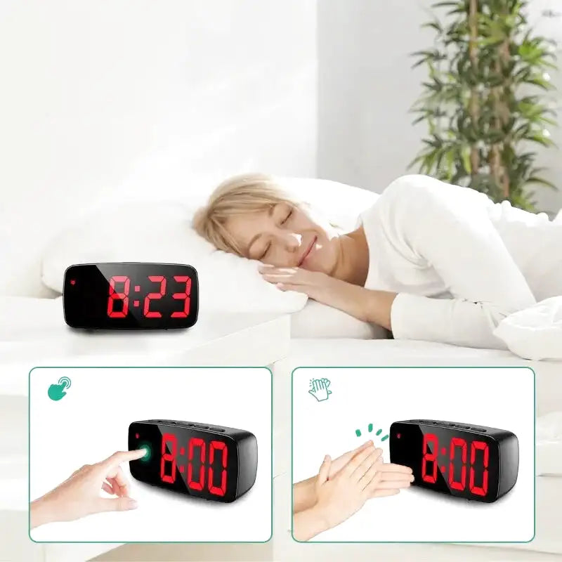 Réveil numérique ovale noir à affichage LED rouge -  - reveil-numerique-affichage-rouge-pour-chambre - ["intelligent"]