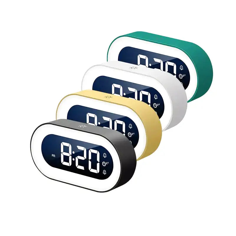 Réveil numérique ovale noir avec affichage LED blanc -  - reveil-numerique-design-avec-eclairage-led - ["veilleuse"]