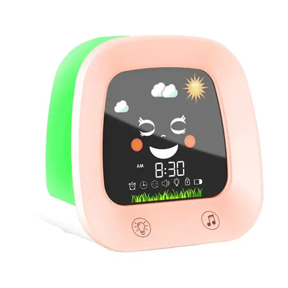 Réveil numérique pastel en plastique avec icônes ludiques -  - reveil-jour-nuit-fille - ["enfant","Jour Nuit","r\u00e9veil enfant","veilleuse","\u00e9ducatif"]