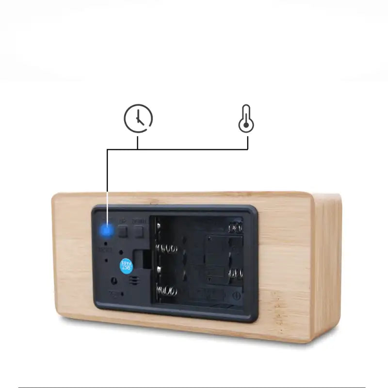 Réveil numérique rectangulaire en bois clair avec température -  - reveil-bois-temperature - ["lumineux","num\u00e9rique","radio bois","radio reveil","radio reveil bois","r\u00e9veil digital","simple"]