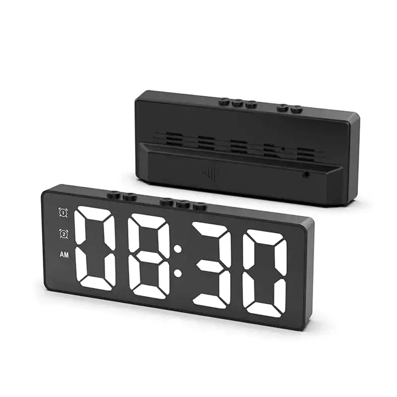 Réveil numérique rectangulaire noir à chiffres blancs -  - reveil-lumineux-a-piles - ["lumineux","Radio R\u00e9veil Lumineux"]