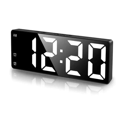 Réveil numérique rectangulaire noir à chiffres blancs -  - reveil-lumineux-a-piles - ["lumineux","Radio R\u00e9veil Lumineux"]