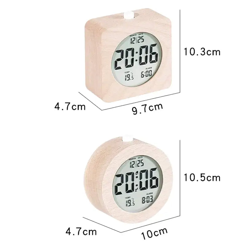 Réveil numérique rond bois clair et vert menthe -  - reveil-bois-numerique - ["bois","digital","lumineux","naturel","num\u00e9rique","radio reveil bois","r\u00e9veil digital","simple"]