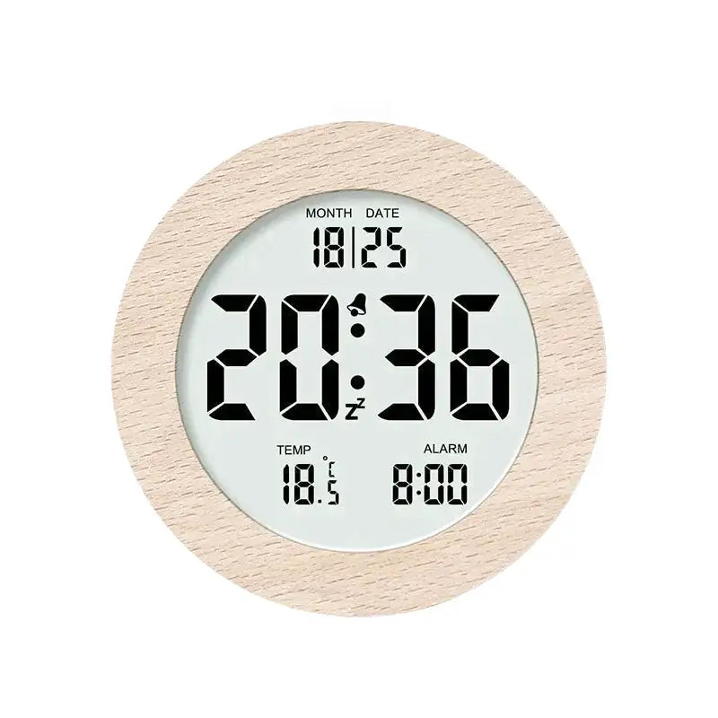 Réveil numérique rond bois clair et vert menthe -  - reveil-bois-numerique - ["bois","digital","lumineux","naturel","num\u00e9rique","radio reveil bois","r\u00e9veil digital","simple"]