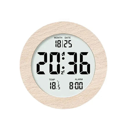 Réveil numérique rond bois clair et vert menthe -  - reveil-bois-numerique - ["bois","digital","lumineux","naturel","num\u00e9rique","radio reveil bois","r\u00e9veil digital","simple"]