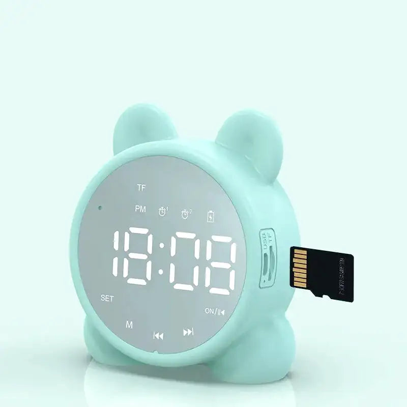 Réveil numérique rond en plastique blanc visage d’ours -  - reveil-connecte-ours - ["enfant","fille","gar\u00e7on","ludique","num\u00e9rique","petit reveil","radio reveil","r\u00e9veil digital","simple"]