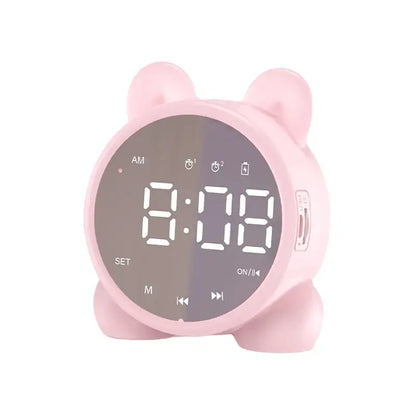 Réveil numérique rond en plastique blanc visage d’ours -  - reveil-connecte-ours - ["enfant","fille","gar\u00e7on","ludique","num\u00e9rique","petit reveil","radio reveil","r\u00e9veil digital","simple"]