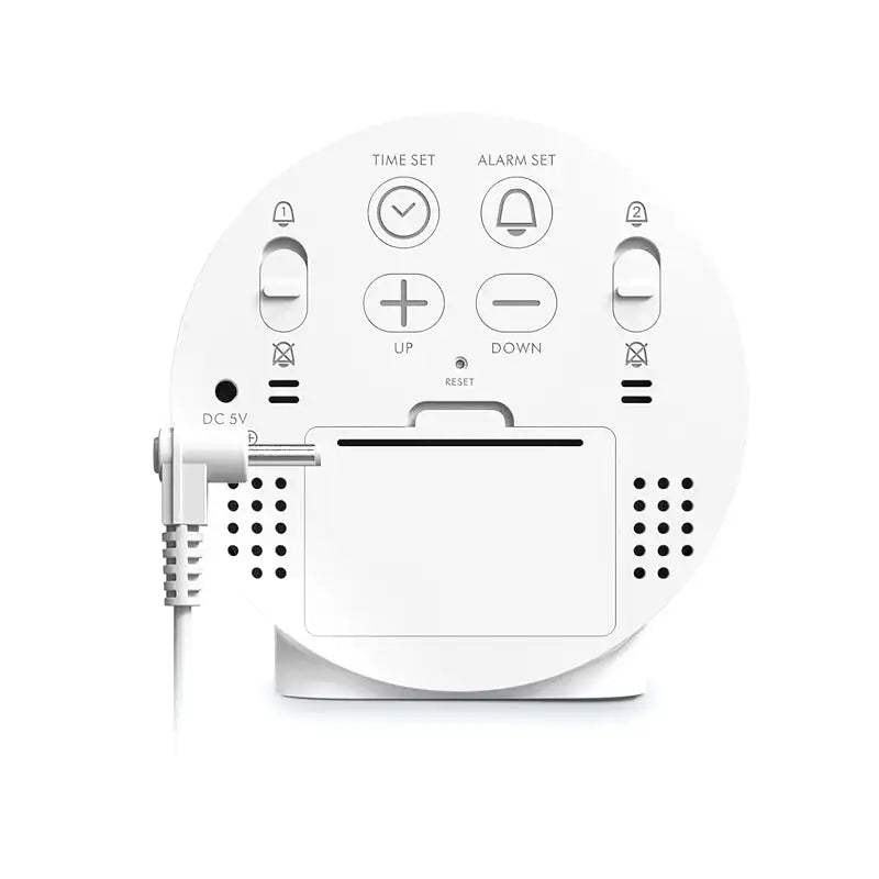 Réveil numérique rond métal argenté à écran coloré -  - reveil-numerique-a-piles - []