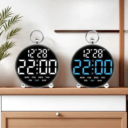 Réveil numérique rond noir à chiffres multicolores -  - reveil-numerique-moderne - []