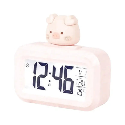 Réveil numérique rose avec figurine cochon décorative -  - reveil-fille-10-ans-rose-poudre - ["ado"]