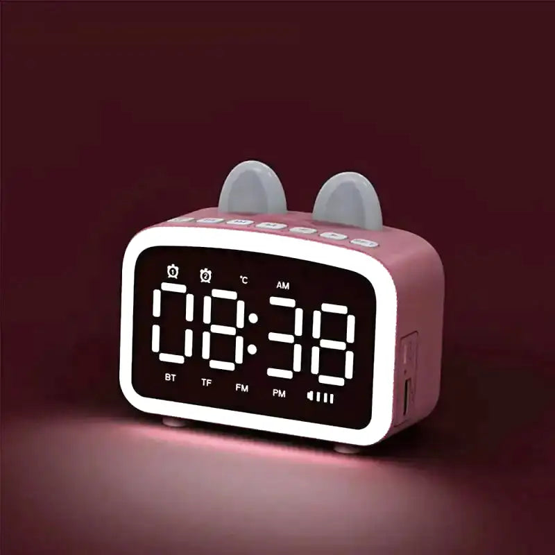 Réveil numérique rose avec oreilles de lapin et Bluetooth -  - reveil-lapin-intelligent - ["ado","enfant","intelligent","r\u00e9veil enfant"]