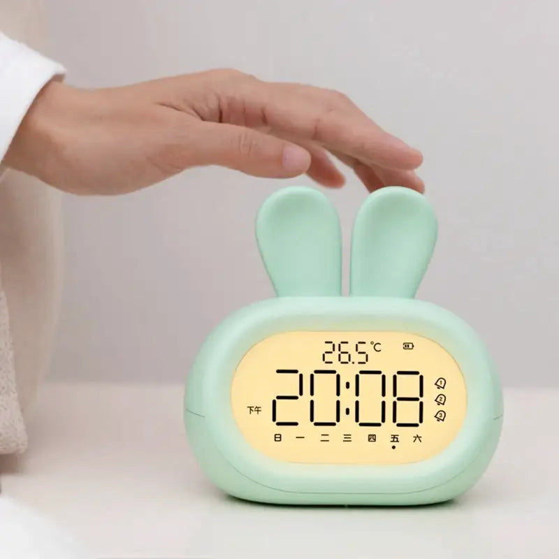 Réveil numérique rose en forme de lapin -  - reveil-lapin-veilleuse - ["ado","enfant","r\u00e9veil enfant","veilleuse"]