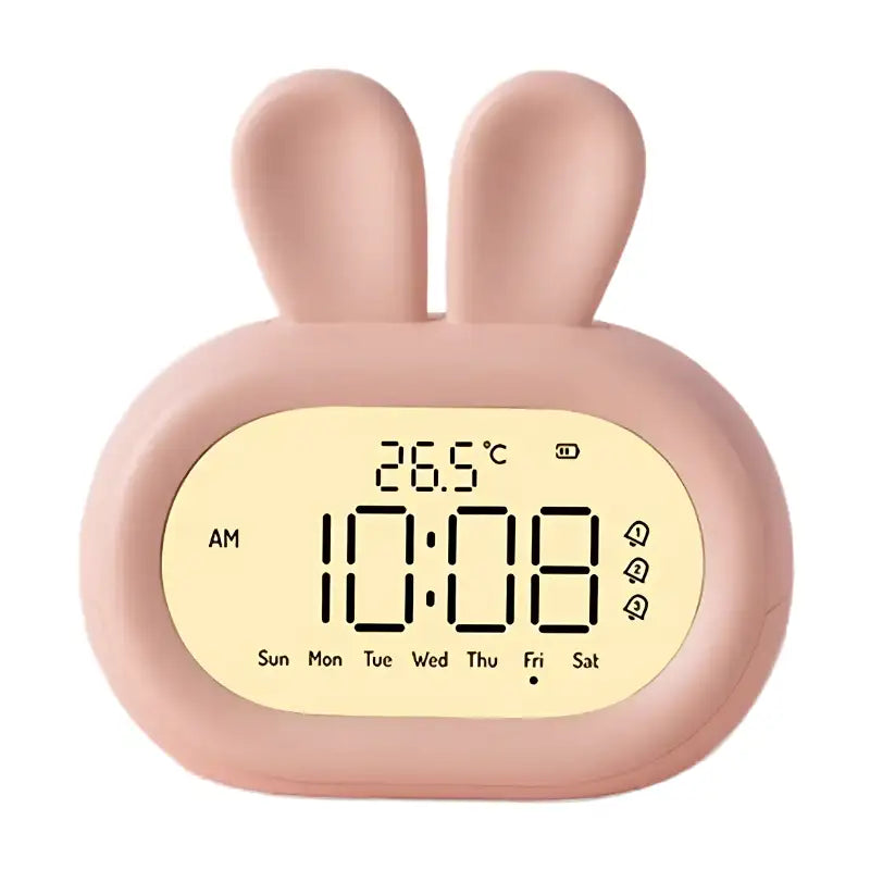 Réveil numérique rose en forme de lapin -  - reveil-lapin-veilleuse - ["ado","enfant","r\u00e9veil enfant","veilleuse"]