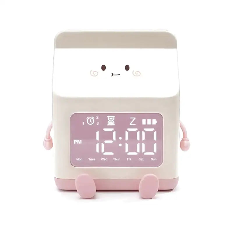 Réveil numérique rose en plastique avec visage animé -  - reveil-fille-9-ans - ["lumineux","Radio R\u00e9veil Lumineux"]