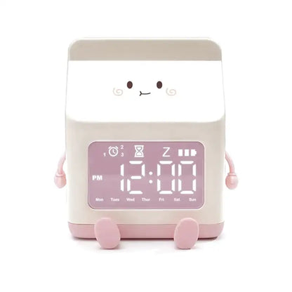 Réveil numérique rose en plastique avec visage animé -  - reveil-fille-9-ans - ["lumineux","Radio R\u00e9veil Lumineux"]