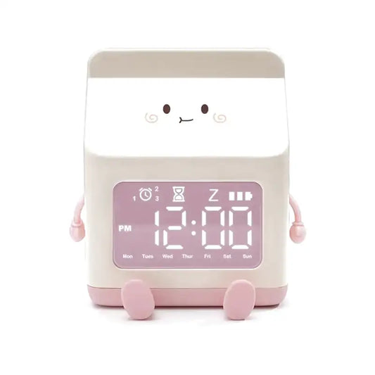 Réveil numérique rose en plastique avec visage animé -  - reveil-fille-9-ans - ["lumineux","Radio R\u00e9veil Lumineux"]