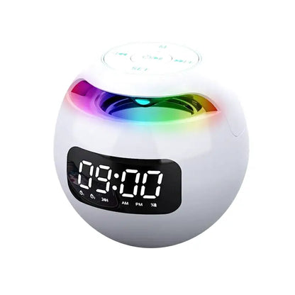 Réveil numérique sphérique blanc avec éclairage arc-en-ciel -  - reveil-luminotherapie-double-alarme - ["bluetooth","luminoth\u00e9rapie","R\u00e9veil bluetooth","veilleuse"]