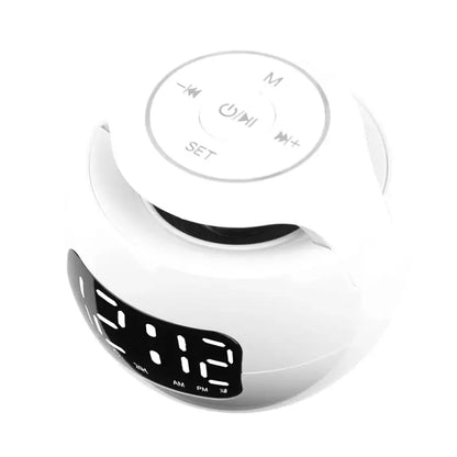Réveil numérique sphérique blanc avec éclairage arc-en-ciel -  - reveil-luminotherapie-double-alarme - ["bluetooth","luminoth\u00e9rapie","R\u00e9veil bluetooth","veilleuse"]