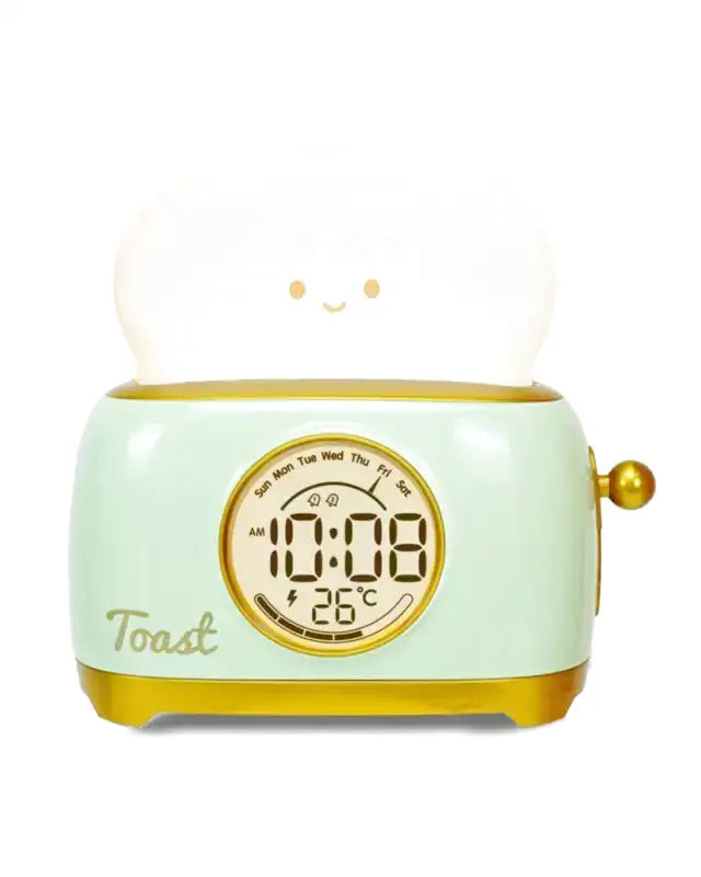 Réveil numérique toaster vintage vert menthe en plastique -  - reveil-enfant-lumineux - ["digital","enfant","num\u00e9rique","petit","petit reveil","r\u00e9veil digital","r\u00e9veil enfant","simple"]