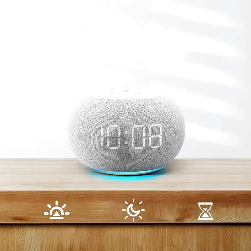 Réveil ovale LED avec base lumineuse bleue -  - reveil-lumineux-son-naturel - ["lumineux","Radio R\u00e9veil Lumineux"]