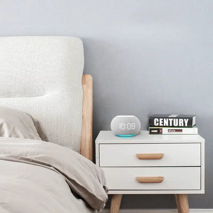 Réveil ovale LED avec base lumineuse bleue -  - reveil-lumineux-son-naturel - ["lumineux","Radio R\u00e9veil Lumineux"]