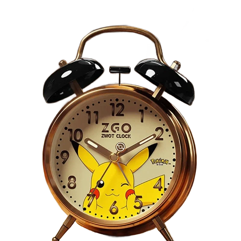 Réveil vintage en métal noir motif Pikachu -  - reveil-pikachu-pokemon - ["enfant","pikachu","pok\u00e9mon","r\u00e9veil enfant"]