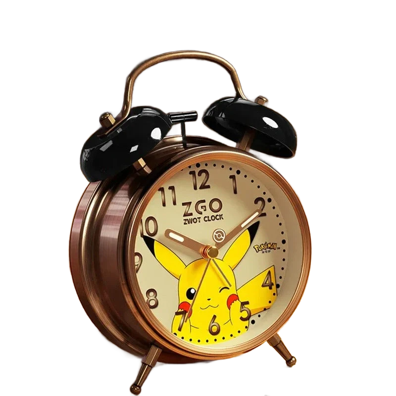 Réveil vintage en métal noir motif Pikachu -  - reveil-pikachu-pokemon - ["enfant","pikachu","pok\u00e9mon","r\u00e9veil enfant"]