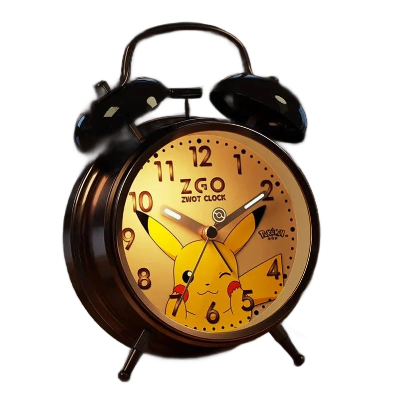 Réveil vintage en métal noir motif Pikachu -  - reveil-pikachu-pokemon - ["enfant","pikachu","pok\u00e9mon","r\u00e9veil enfant"]