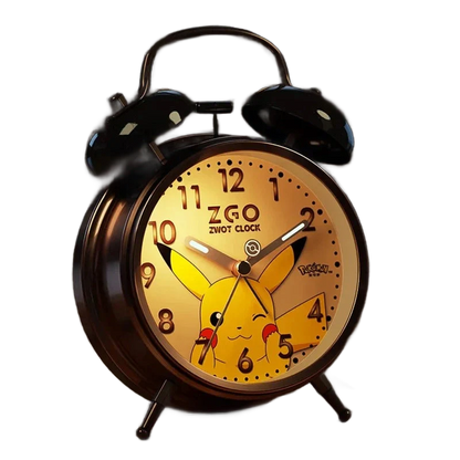 Réveil vintage en métal noir motif Pikachu -  - reveil-pikachu-pokemon - ["enfant","pikachu","pok\u00e9mon","r\u00e9veil enfant"]