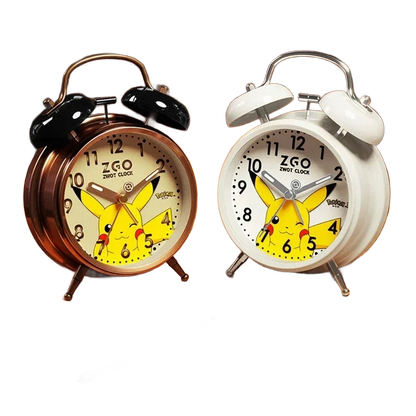 Réveil vintage en métal noir motif Pikachu -  - reveil-pikachu-pokemon - ["enfant","pikachu","pok\u00e9mon","r\u00e9veil enfant"]