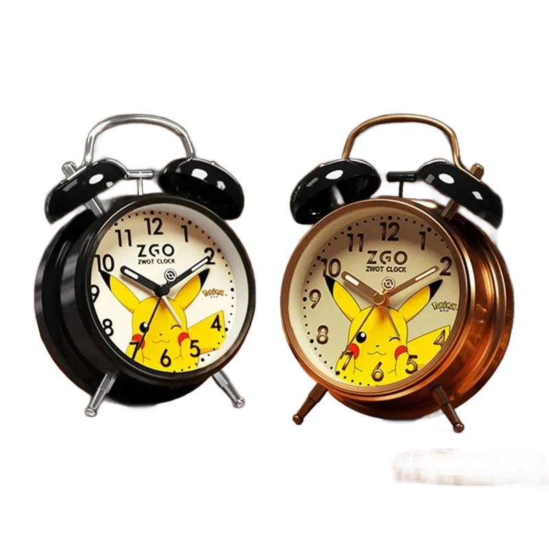 Réveil vintage en métal noir motif Pikachu -  - reveil-pikachu-pokemon - ["enfant","pikachu","pok\u00e9mon","r\u00e9veil enfant"]