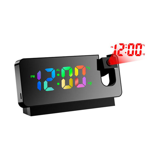 Réveil projecteur noir avec affichage LED multicolore -  - reveil-projecteur-design - ["digital","projecteur","radio reveil projecteur","r\u00e9veil digital","r\u00e9veil projecteur"]
