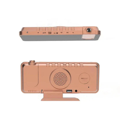 Réveil projecteur rectangle en plastique rose doré -  - reveil-projecteur-rose-gold - ["projecteur","radio reveil projecteur","r\u00e9veil projecteur"]