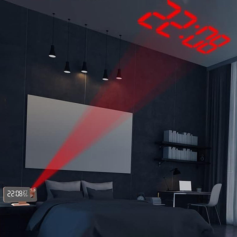 Réveil projecteur rectangle en plastique rose doré -  - reveil-projecteur-rose-gold - ["projecteur","radio reveil projecteur","r\u00e9veil projecteur"]