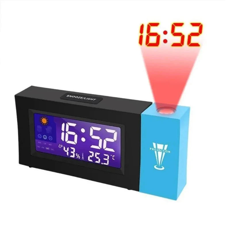 Réveil projecteur numérique noir et bleu avec température -  - reveil-projecteur-temperature - ["projecteur","radio reveil projecteur","r\u00e9veil projecteur"]