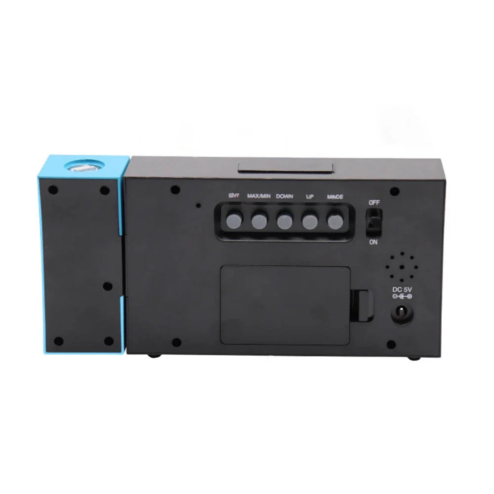 Réveil projecteur numérique noir et bleu avec température -  - reveil-projecteur-temperature - ["projecteur","radio reveil projecteur","r\u00e9veil projecteur"]