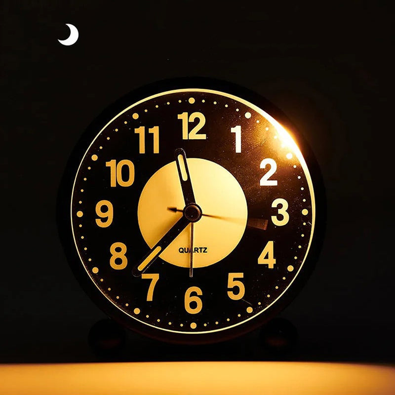 Réveil rond noir mat à chiffres blancs -  - reveil-simple-a-pile - ["Jour Nuit"]