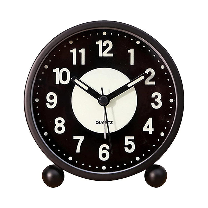 Réveil rond noir mat à chiffres blancs -  - reveil-simple-a-pile - ["Jour Nuit"]