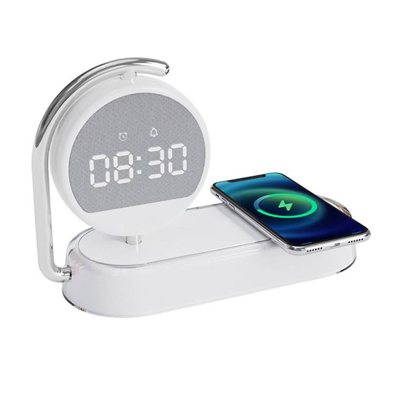 Réveil rond blanc avec chargeur sans fil intégré -  - reveil-simulateur-daube-avec-chargeur-induction - ["chargeur induction","r\u00e9veil chargeur induction","simulateur d'aube"]