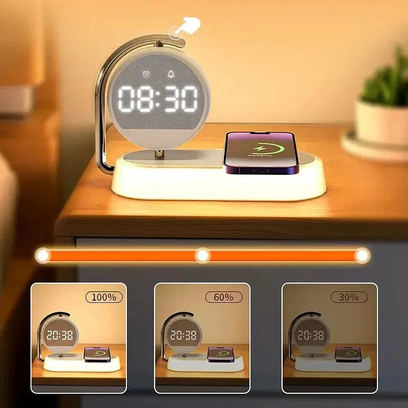 Réveil rond blanc avec chargeur sans fil intégré -  - reveil-simulateur-daube-avec-chargeur-induction - ["chargeur induction","r\u00e9veil chargeur induction","simulateur d'aube"]